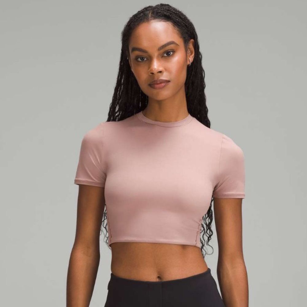 NWT Lululemon Wundermost Nulu Crewneck Fitted Tee T-Shirt Sz Large Twilight Rose